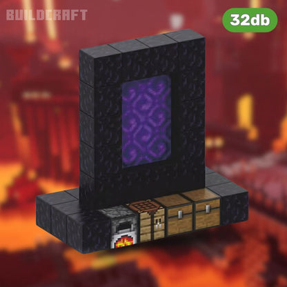 Nether kapu - mágneses építőkocka szett 1 karakterrel (32db)